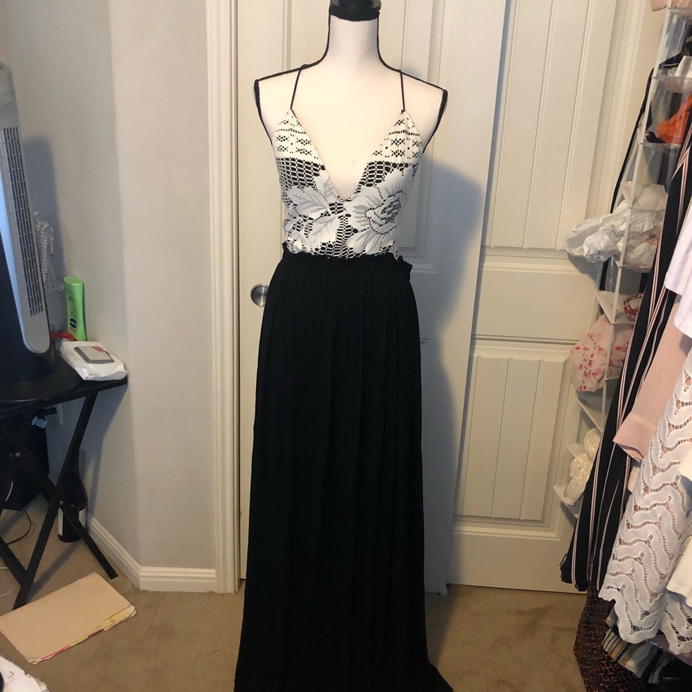 Maxi Dress with lace overlay top